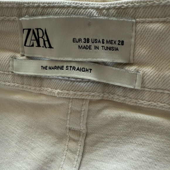 Zara The Marine Straight High Rise Wide Leg Jeans in White Size 6 (EU 38) - Picture 8 of 11